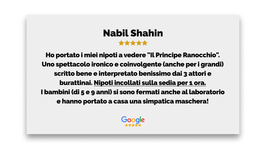 Recensione di un genitore per il Teatro San Carlino a Roma.