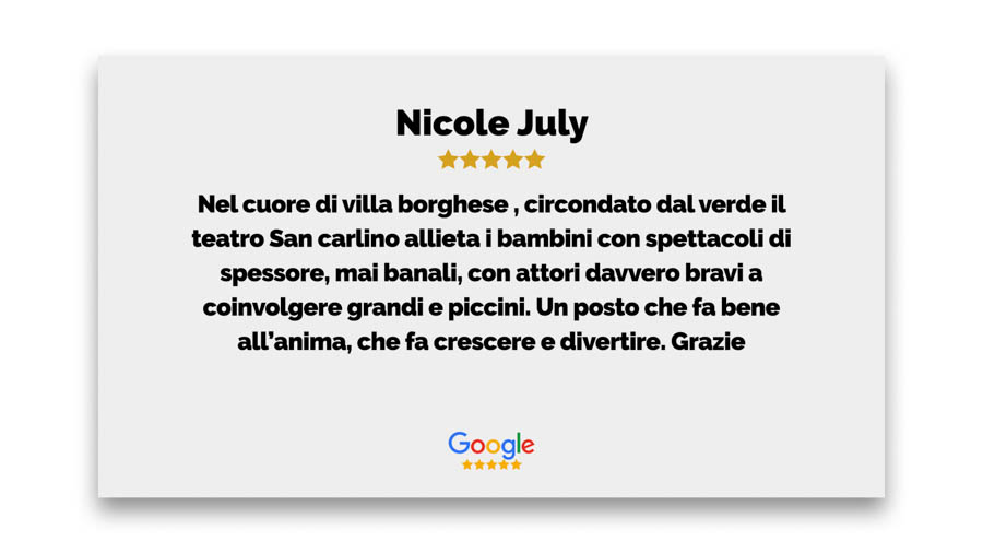 Testimonianza sull'esperienza al Teatro San Carlino per bambini.