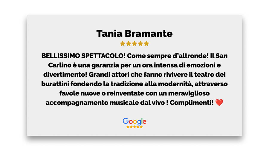 Testimonianza sull'esperienza al Teatro San Carlino per bambini.